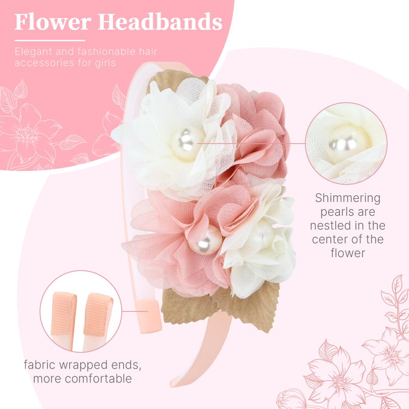 Dizila 5 Pieces Plastic Flower Headbands Floral Hair Bands Hoops Accessories for Toddlers Girls Kids Teens - Image 3